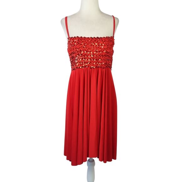 Vintage 90s Tag 1080 Red Sequin Mini Dance Dress S - Picture 1 of 5